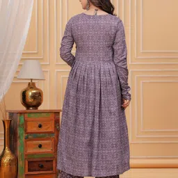 MANOJAVA Women Printed Regular Pure Cotton Kurta with Palazzos & With Dupatta image 2