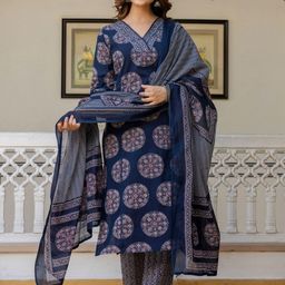 Anouk Women Floral Printed Regular Mirror Work Kurta with Palazzos & With Dupatta-picture-2