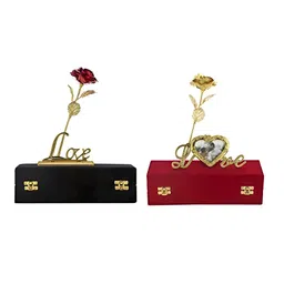 INTERNATIONAL GIFT Set of 2 Pcs Black & Red Artificial Rose Gift Set-5