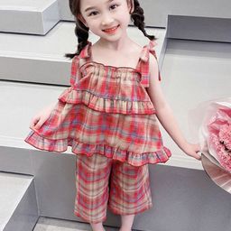 LULU & SKY Girls Checked Top with Trousers-picture-15