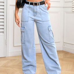 NU CLOTHS Women Jean Wide Leg High-Rise Heavy Fade Stretchable Jeans-image-72