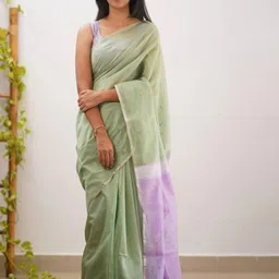 VILLE FASHION Colourblocked Woven Design Zari Kota Saree-14