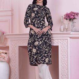 Anouk Floral Printed Mandarin Collar Straight Kurta-picture-14