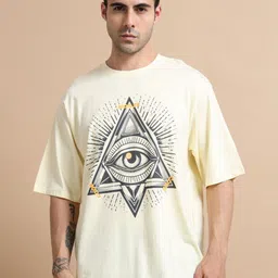 MORSE CODE Graphic Printed Round Neck Oversized Pure Cotton T-shirt-image-19