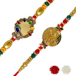 MEIRA JEWELLERY Set Of 2 Rakhi With Roli Chawal & Greetings Card-image-94