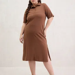 SASSAFRAS Curve T-shirt Midi Dress-image-30
