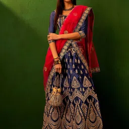 Maroosh Embellished Thread Work Unstitched Lehenga & Blouse With Dupatta-25