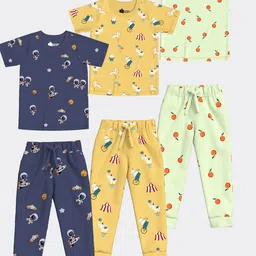 Orange Sugar Unisex Kids Printed T-shirt with Pyjamas-image-59