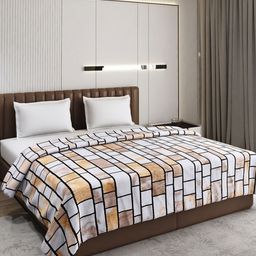 Monte Carlo Brown & White Geometric AC Room 300 GSM Double Bed Blanket-image-68