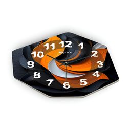 OLIVE TREE Black & Yellow Printed Geometric Wall Clock image 4