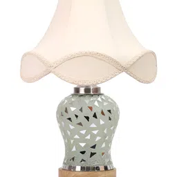 Aura Off White Frustum Shaped Wooden Table Lamp-picture-11