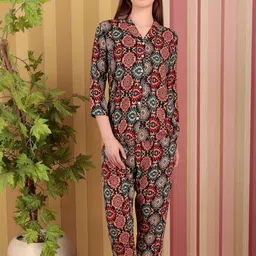DARVI Flower Printed Shirt & Trousers Co-Ord Set-image-54