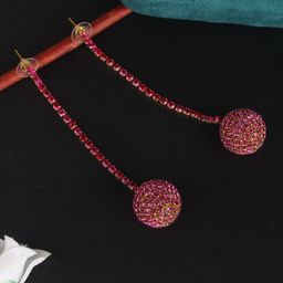 StyleCast Gold-Plated Rhinestone Studded Spherical Shaped Drop Earrings-image-61