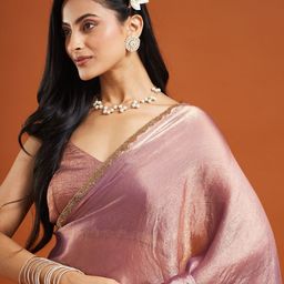 LOROFY Beads and Stones Tissue Saree-51