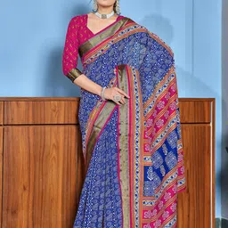 LeeliPeeri Designer Zari Block Print Saree-12