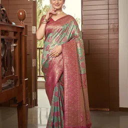 SAREETHNIC Woven Design Zari Pure Silk Designer Dharmavaram Saree-picture-25