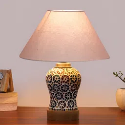 Aura Grey Glass Traditional Frustum Shaped Table Lamp-picture-48