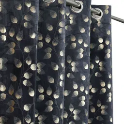 Aura Navy Blue Set of 2 Floral Long Door Curtain-picture-18