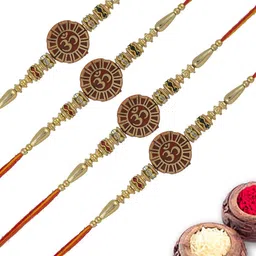 MEIRA JEWELLERY 6-Pcs Rakhi With Roli Chawal & Greeting Card-5