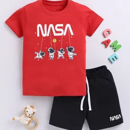 LITTLE FIGHTER Boys Printed Pure Cotton T-Shirt With Shorts-picture-26