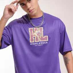 HIGHLANDER Men Typography Printed Round Neck Oversized T-shirt-image-64