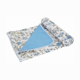 JP SHINE Blue & White Floral AC Room 210 GSM Cotton Reversible Double Bed Dohar-image-66