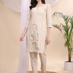 KALINI Women Mirror & Hand Embroidered Cotton Tunic & Trousers Co-Ord-image-76