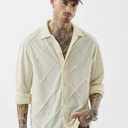 Snitch Men Relaxed Fit Textured Spread Collar Casual Shirt-image-54