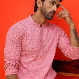 Jompers Men Embroidered Regular Sequinned Pure Cotton Kurta with Pyjamas-picture-33