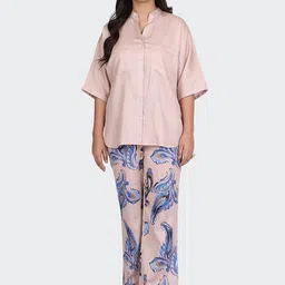 HUE & HIDE Decorative Lace Pure Cotton Shirt With Trousers Co-Ords-image-77