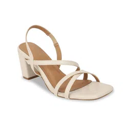 Truffle Collection Solid PU Block Open Toe Block Sandals Heels-9