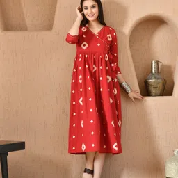 DECKEDUP Women Ethnic Motifs Print Fit & Flare Midi Dress-28