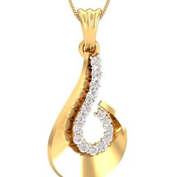 KUBERBOX Radiant Glow 18KT Gold Diamond Studded Pendant-1.8gm-picture-42