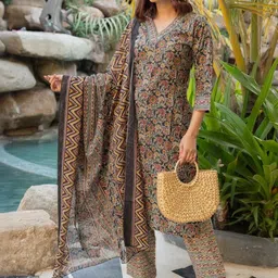 KALINI Women Black Pure Cotton Kurta Sets-picture-21
