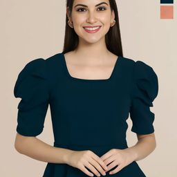 Mast & Harbour Women Pack of 2 Square Neck Puff Sleeve Top-image-108