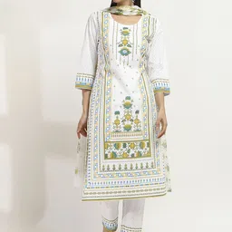 Rangriti Women Floral Printed Regular Pure Cotton Kurta with Trousers & With Dupatta-49