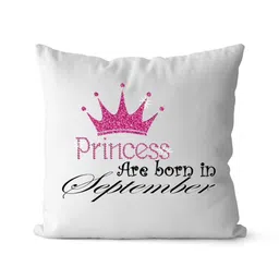 Loops n knots White & Pink Princess Crown Printed Square Shaped Pre-FilledCushions-picture-30