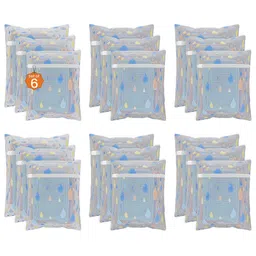 Kuber Industries White & Blue 18 Pieces Drop Printed Reusable Laundry Bags With Zipper-47