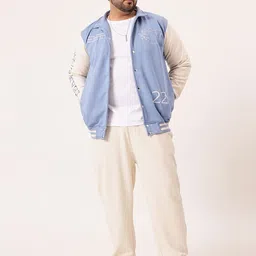 UNSTD Champions Plus Size Typography Printed Spread Collar Varsity Jacket image 3
