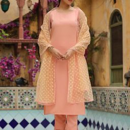 KALINI Round Neck Kurta with Trouser & Dupatta-image-13