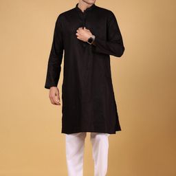 V-Mart Geometric Woven Design Mandarin Collar Straight Kurta With Trousers-picture-36