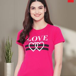Dreambe Women Pack of 2 Typography Printed Round Neck Cotton Regular Fit T-shirts-picture-45