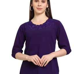 G0-4 IT Embroidered Round Neck Puff Sleeve Georgette Top-picture-45