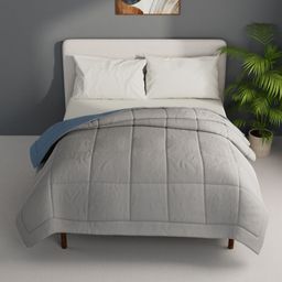 BIANCA Grey & Blue Microfiber AC Room Double Bed Comforter-image-93