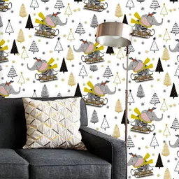 ArtzFolio Printed UV-Resistant Anti-Bacterial Cartoon Elephant Animal Peel & Stick Wallpaper-image-56