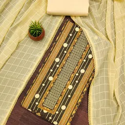 MANVAA Geometric Printed Sequinned Unstitched Dress Material-12