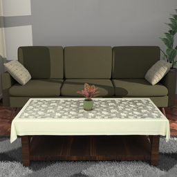 Kuber Industries Cream-Coloured Floral Cotton 4-Seater Table Cover-27