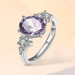 MYKI Silver-Plated Cubic Zirconia Stone-Studded Adjustable Finger Ring-image-4