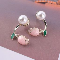 PolluxCraft Gold-Plated Artificial Beads Floral Studs-image-89