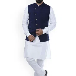 VEERA PARIDHAAN Corduroy Chinese Collar Nehru Jackets-image-33